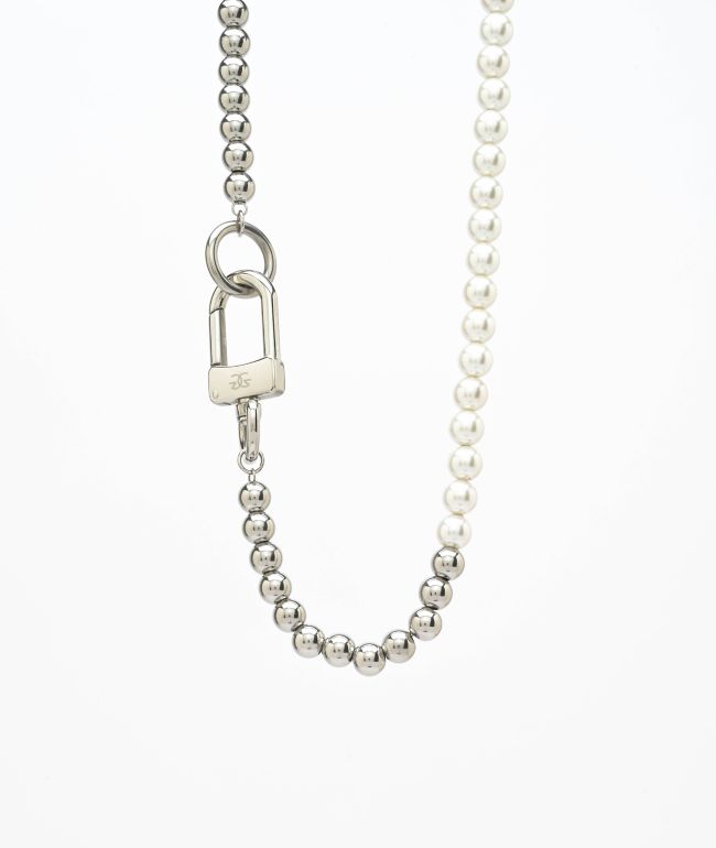 The Gold Gods Half Pearl 18" White Gold Chain Necklace